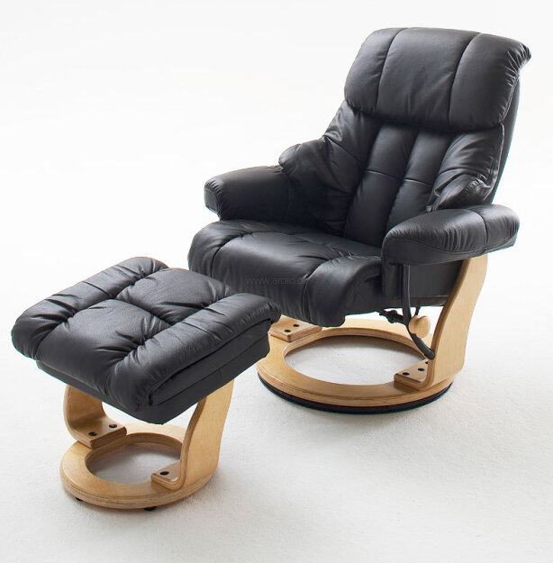 Recliner Calgary black leather with relax function