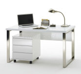 Nowoczesne białe biurko lakierowane na wysoki połysk