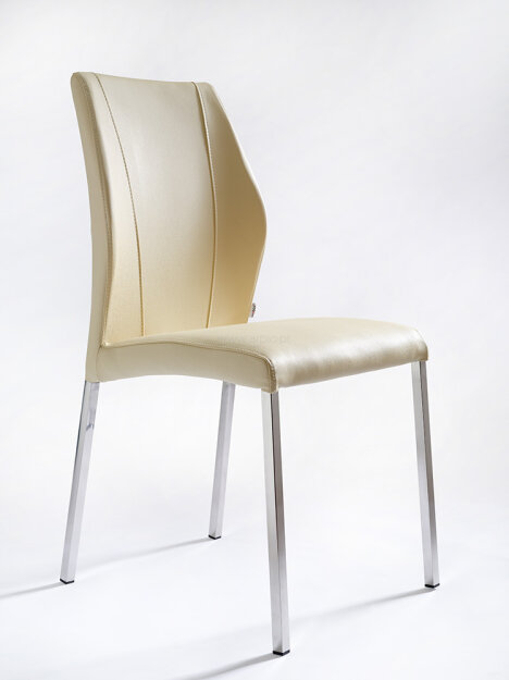 Krzesło tapicerowane Livio - kremowa ekoskóra